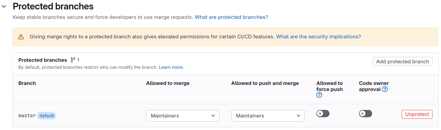 Protecting branches to prevent password leaks